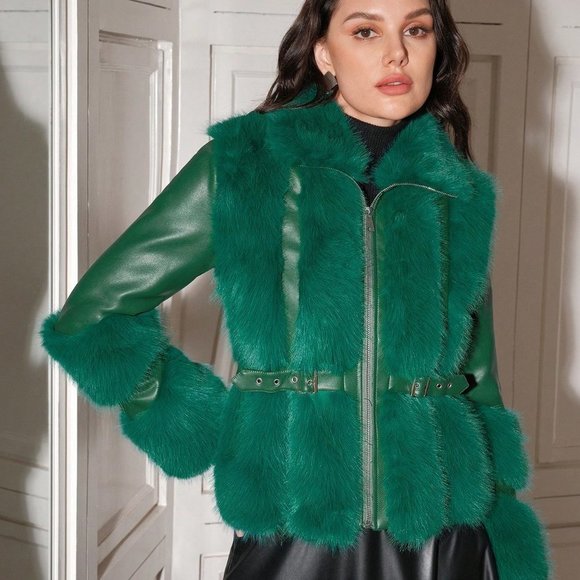 Green Preppy Women's Collar Coat - Picture 5 of 5